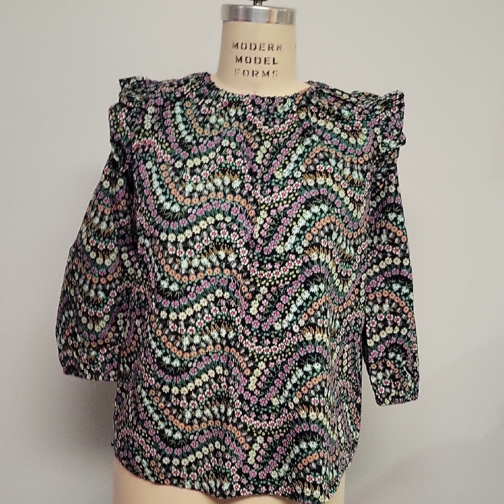 LOFT Multicolor Floral Blouse, 100% Cotton, Size SP